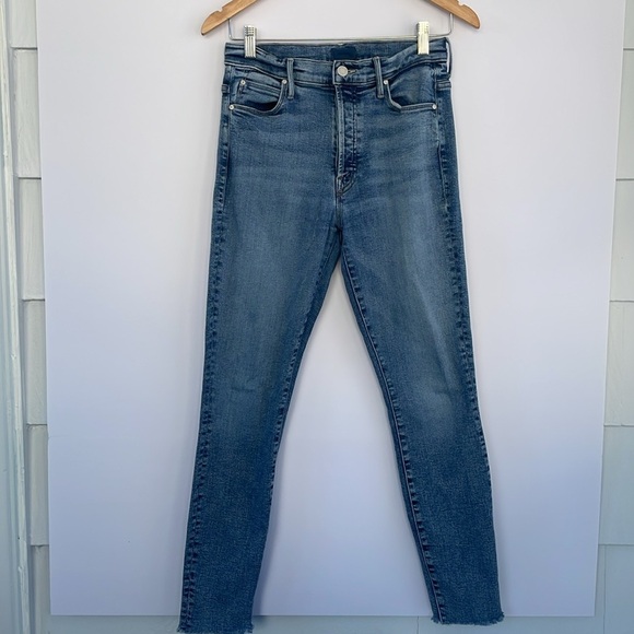 MOTHER The Stunner Ankle Fray Classic Blue Women's Jeans in Whiplash Size 27 - Picture 1 of 17
